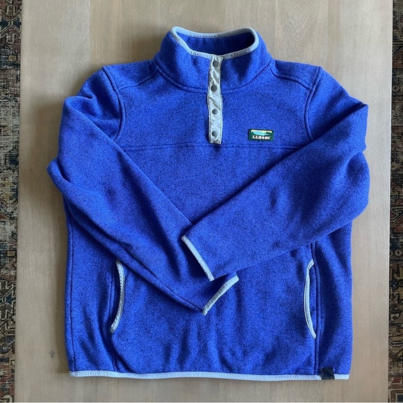 Women's L.L.Bean Sweater Fleece Pullover Blue - Picture 3 of 10
